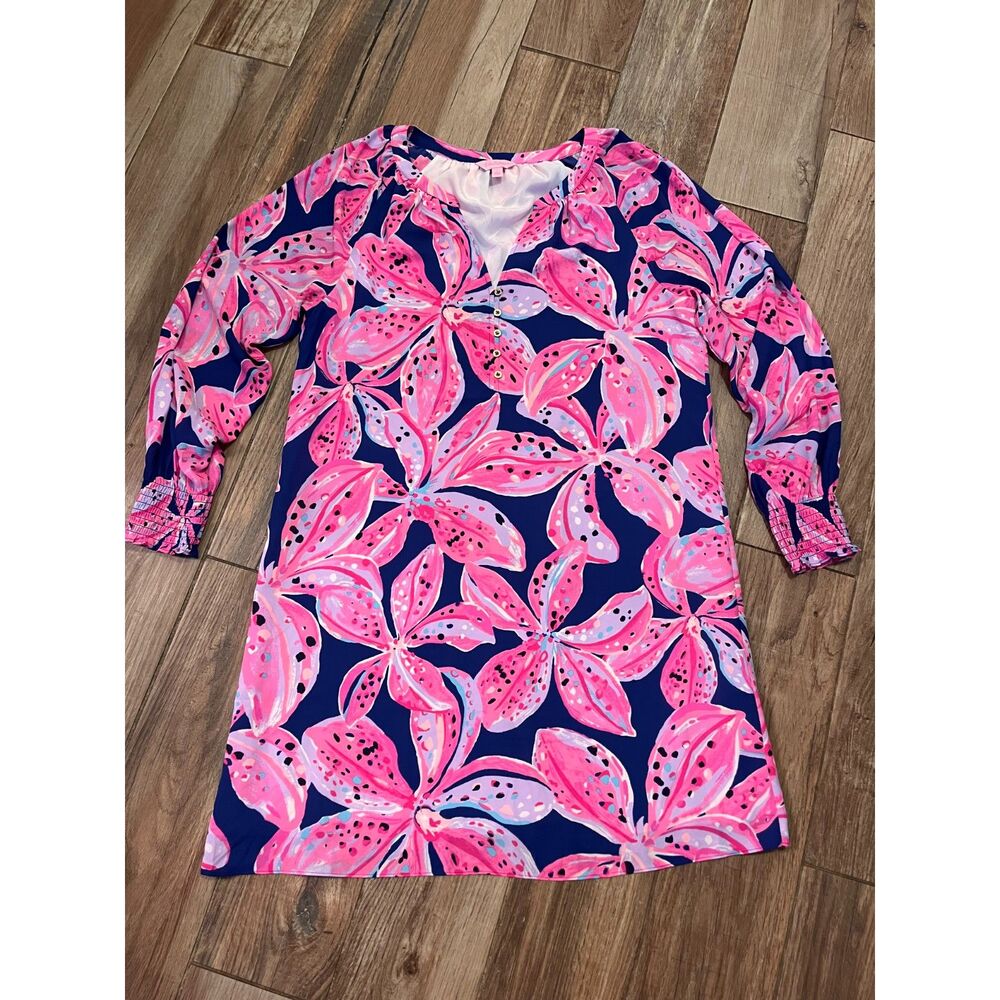 Lilly Pulitzer Brynle Dress "Wild Child" Floral Print Lg EUC